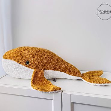Для дома и интерьера ручной работы. Ярмарка Мастеров - ручная работа Большая мягкая игрушка Кит оранжевый (горчичный). Handmade.