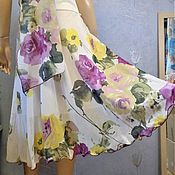 Одежда handmade. Livemaster - original item Bell skirt MIDI (purple roses). Handmade.