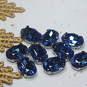 Материалы для творчества handmade. Livemaster - original item Rhinestones oval 14/10 mm Blue sapphire in a frame. Handmade.