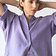 Льняная рубашка цвета лаванды, Рубашки, Санкт-Петербург,  Фото №1