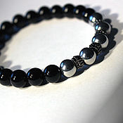 Украшения handmade. Livemaster - original item Black Panther bracelet made of black agate, obsidian and hematite.. Handmade.