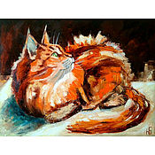 Картины и панно handmade. Livemaster - original item Painting red cat mainkun oil on canvas. Handmade.