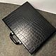 Men's briefcase, made of genuine crocodile leather, black color, Suitcase, St. Petersburg,  Фото №1