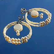 Украшения handmade. Livemaster - original item Luna blanca-pendientes grandes del anillo de la perla natural de la perla. Handmade.