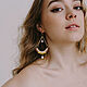 Long earrings made of oak with gold and pearls, Earrings, Smolensk,  Фото №1