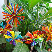 Цветы и флористика handmade. Livemaster - original item Decorations for flower pots: Floral Glass Decor for Planters. Handmade.