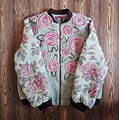Одежда handmade. Livemaster - original item Women`s linen bomber jacket with insulation 