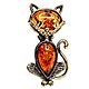 Amber Brooch Cheshire Cat Gift for Girlfriend Sister, Brooches, Kaliningrad,  Фото №1