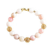 Украшения handmade. Livemaster - original item Opal bracelet, Gold bracelet with Stone, Pink opal bracelet. Handmade.