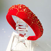 Украшения handmade. Livemaster - original item The rim is velvet in the shape of a cocoanut Scarlet. Handmade.