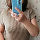 Топ сетка летний из хлопка женский вязаный 44-46. Топы. AccessoriesWool мягко и комфортно. Ярмарка Мастеров.  Фото №5