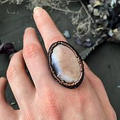 Украшения handmade. Livemaster - original item Copper ring with moss agate No. №3. Handmade.