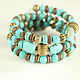 Light turquoise bracelet in three turns on the wire memory has a universal size and does not require fasteners.
