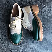 Обувь ручной работы handmade. Livemaster - original item Oxford shoes green / grey/ivory. Handmade.