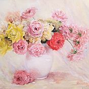 Картины и панно handmade. Livemaster - original item Oil painting still life with roses painting. Handmade.