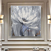 Картины и панно handmade. Livemaster - original item Modern stylish painting white peony 50 x 50 cm. Handmade.