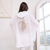 Одежда handmade. Livemaster - original item White Linen Anorak with Horse Embroidery. Handmade.