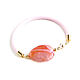 Designer pink agate bracelet, leather bracelet with stone, Bead bracelet, Moscow,  Фото №1