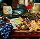 Картина маслом голландский Натюрморт с Бутылками, виноградом и сыром. Картины. SmolaPRO. Интернет-магазин Ярмарка Мастеров.  Фото №2