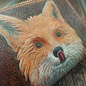 Сумки и аксессуары handmade. Livemaster - original item Fox, Zipper leather wallet with embossed and painted, zipper. Handmade.