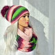 Set knitted women's double hat Snood ' Blooming Garden', Headwear Sets, Moscow,  Фото №1