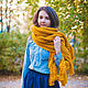 Scarf with tassels in Mustard. Scarves. SweetMarket. Online shopping on My Livemaster.  Фото №2