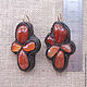 earrings with carnelian. Earrings. Marina Lambrozo leather and stone. My Livemaster. Фото №5
