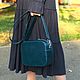 Crossbody bag made of genuine leather color dark turquoise(ocean), Messenger Bag, Armavir,  Фото №1