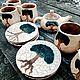 Сервиз с деревьями, авторская посуда ручной рабо из глины для чая кофе. Сервизы. LAMA - Красивая посуда. Ярмарка Мастеров.  Фото №5