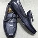 Crocodile leather loafers, in dark blue. Moccasins. SHOES&BAGS. My Livemaster. Фото №6