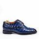 Дерби из кожи крокодила синие с отрезным носом и перфорацией. Дерби. Croc-Shoes. Интернет-магазин Ярмарка Мастеров.  Фото №2