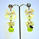 Earrings of beads `flavor of the Apple orchard`. Handmade jewelry. Tiavin. 
 Photos made in daylight without flash
