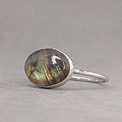 Серебряное кольцо с бирюзой "Морской риф", размер 16 - 20