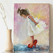 Картины и панно handmade. Livemaster - original item Children`s painting Mom`s shoes, a picture with a girl, a picture in the nursery.. Handmade.