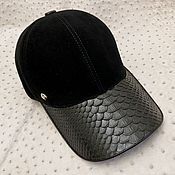 Аксессуары handmade. Livemaster - original item Men`s baseball cap, made of genuine python leather and genuine suede.. Handmade.