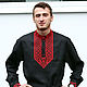 Linen shirt with embroidery 'Ratiborets', People\\\'s shirts, Moscow,  Фото №1