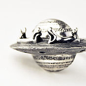 Кольцо с празиолитом и жемчугом из серебра Лесной Полоз