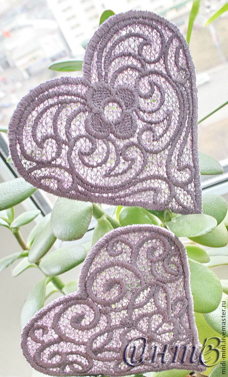 Embroidery applique patch heart FSL, Lace, Moscow,  Фото №1