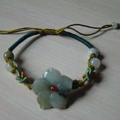 Украшения handmade. Livemaster - original item Braided bracelet with inset flower jade 4. Handmade.