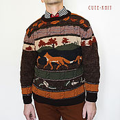 Мужская одежда handmade. Livemaster - original item Sweater men`s Fox and Autumn. Handmade.