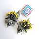 Spotlight Leather Flower Brooch grey with yellow stamens. Brooches. De-Si-Re. My Livemaster. Фото №5