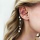 Кафф с жемчугом , серьги с цепочками , длинные серьги. Каффы. Si Wedding Accessories. Ярмарка Мастеров.  Фото №4