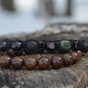 Украшения handmade. Livemaster - original item A set of men`s bracelets made of sandalwood shungite and jade. Handmade.