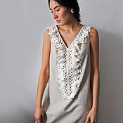 Одежда handmade. Livemaster - original item LINEN DRESS, sundress with hand-knitted linen lace. Handmade.