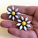 Clip daisies milk glass USA 60-70 g, Vintage earrings, Ramenskoye,  Фото №1