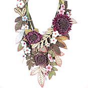 Украшения handmade. Livemaster - original item Floral Hop Necklace with handmade flowers made of genuine leather. Handmade.