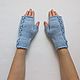 Short knitted mitts from a half-wool luster ' SV. - blue', Mitts, Moscow,  Фото №1