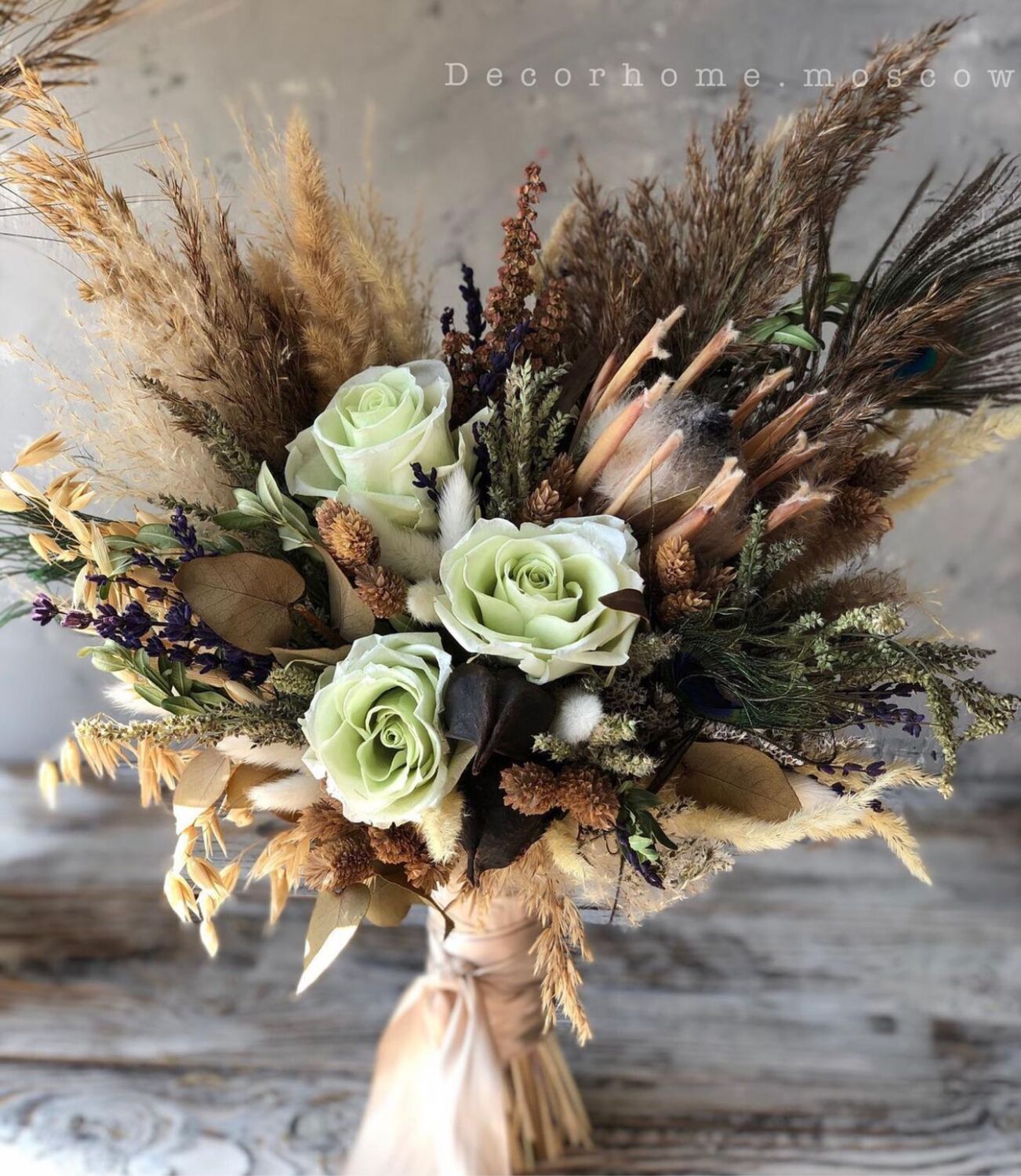 Букет невесты из сухоцветов и стабилизированных цветов – заказать на ...