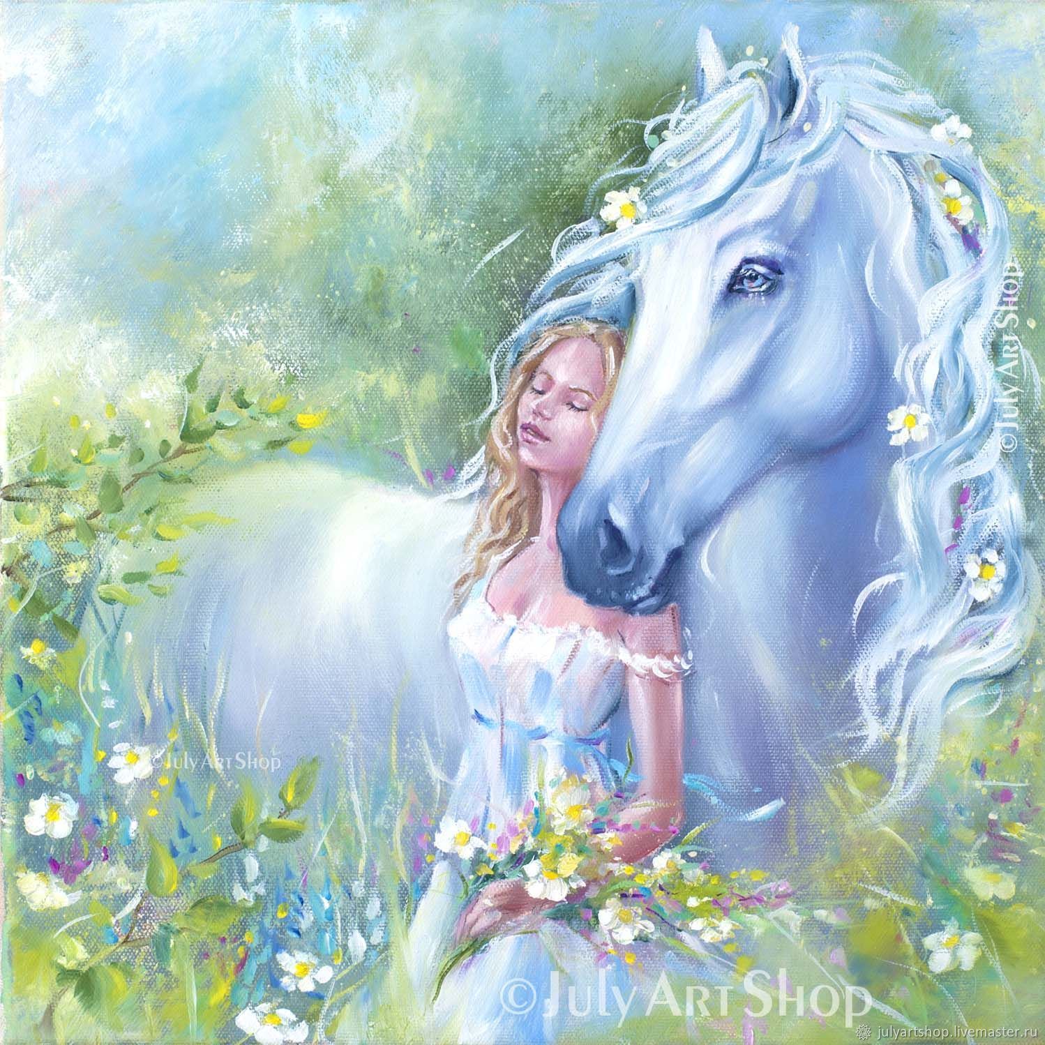 Картина девушка с конем