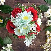 Косметика ручной работы handmade. Livemaster - original item Soap bouquet in a glass of Poppies and daisies. Handmade.